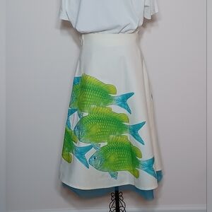 Vintage Anny& Adi Jacobson Hand Painted Silk- Feel Skirt- Size S